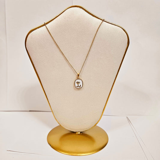 Tiny White Shell Rose Necklace