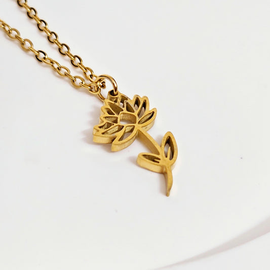 Flower Outline Necklace - Flower: Water Lily