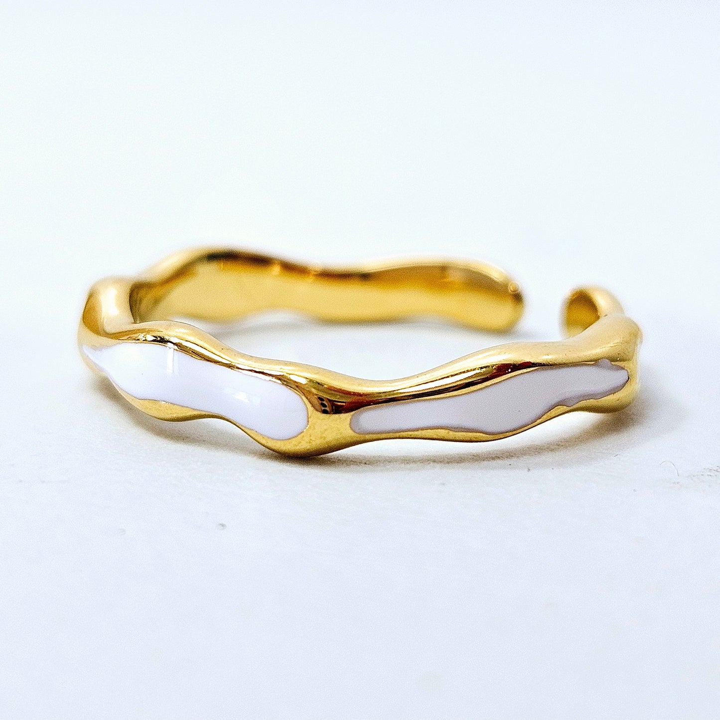 White Modern Adjustable Ring