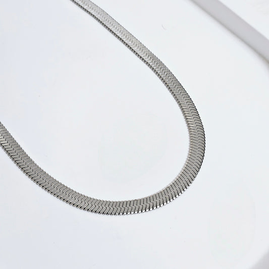 2mm Herringbone Necklace - Silver