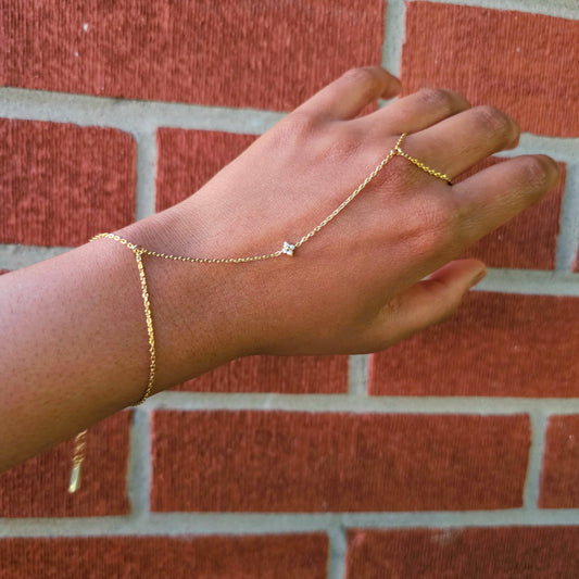 Dainty Floral Hand Chain- Gold