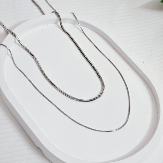 Double Layered Snake Necklace - Silver