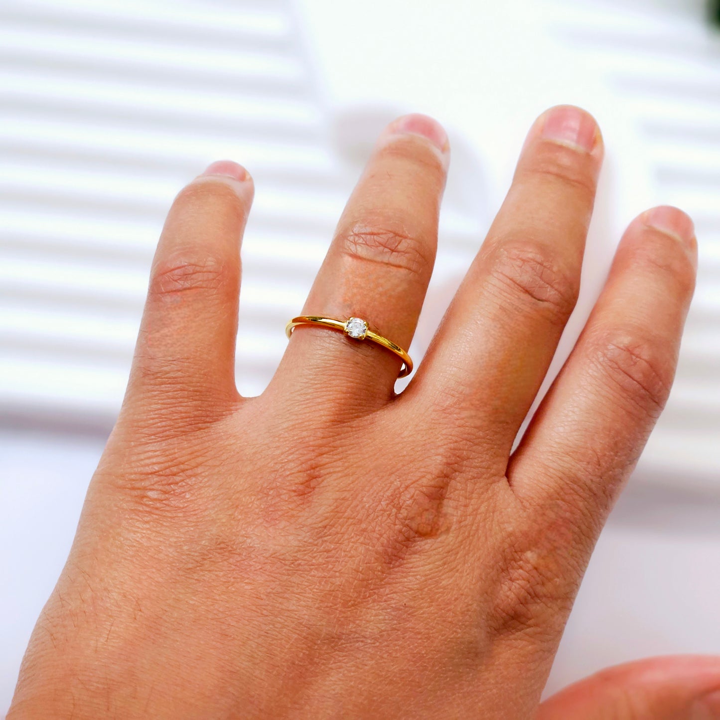 Tiny Square Gem Ring
