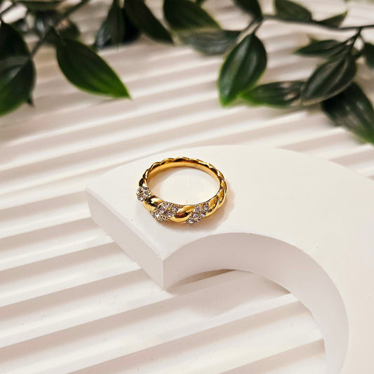 Gemmed Croissant Ring - Vintage