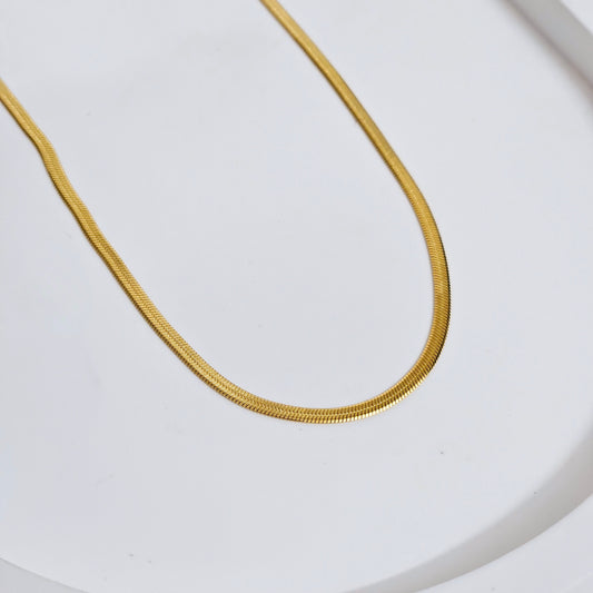 0.5mm Herringbone Necklace - Gold