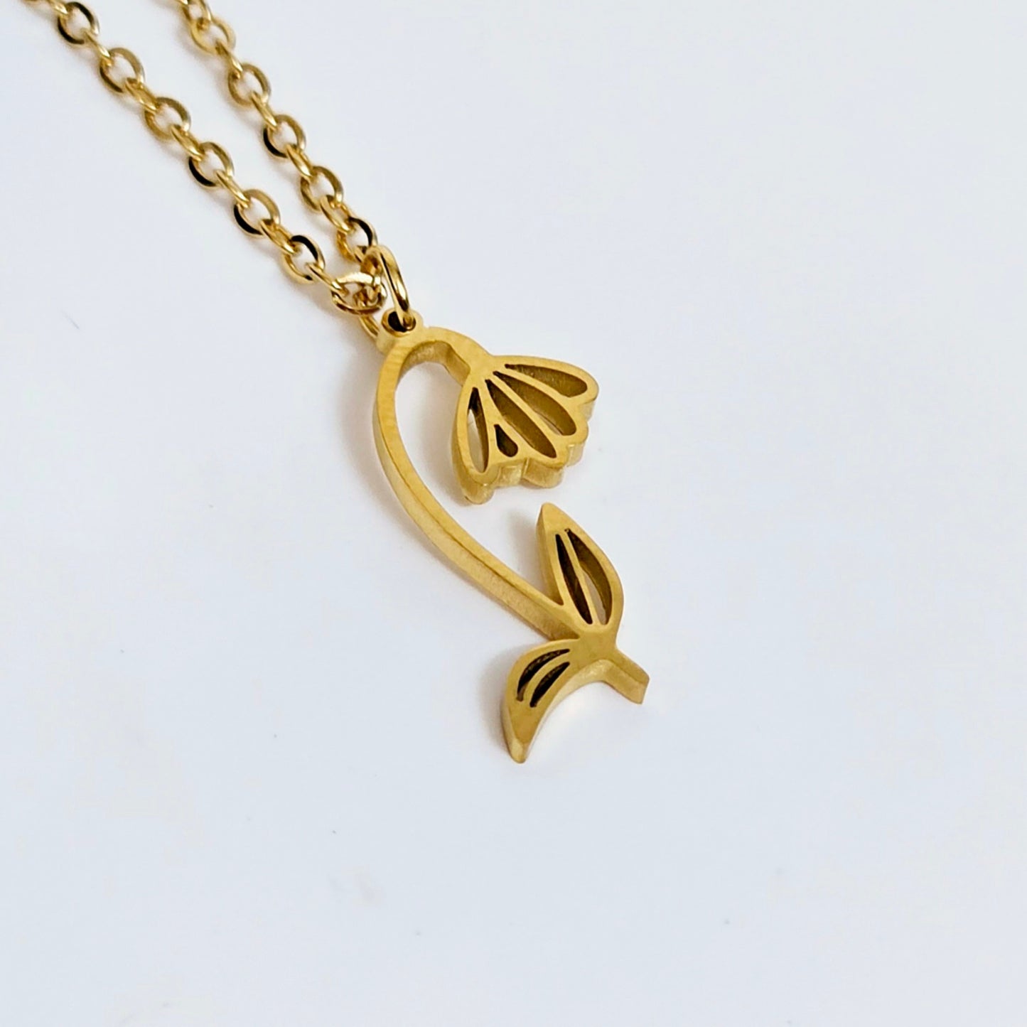 Flower Outline Necklace - Flower: Snowdrop