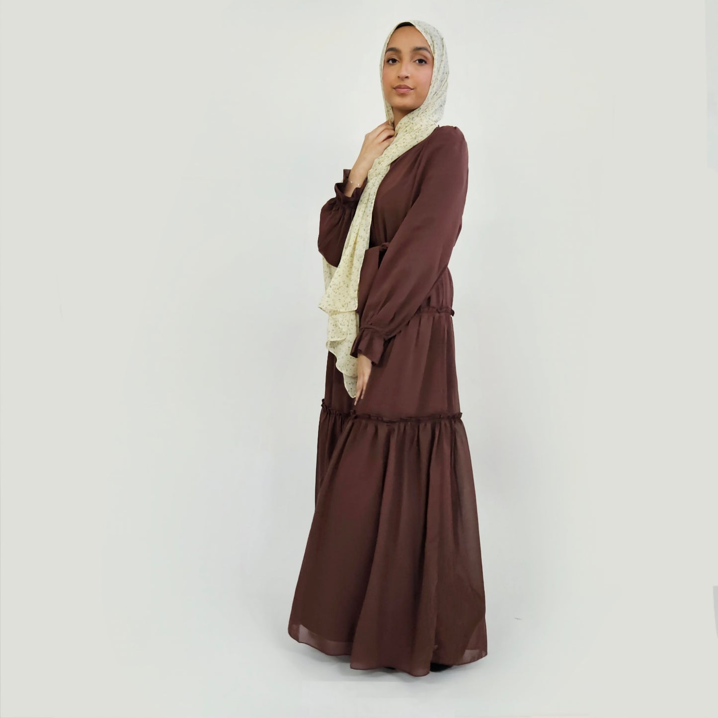 Chiffon Layered Dress - Chocolate Brown