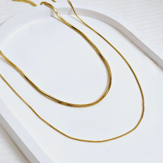 Double Layered Snake Necklace - Gold