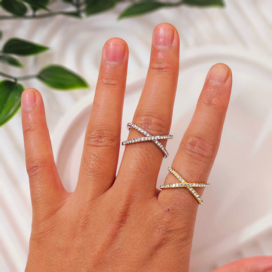 Criss Cross Gem Ring