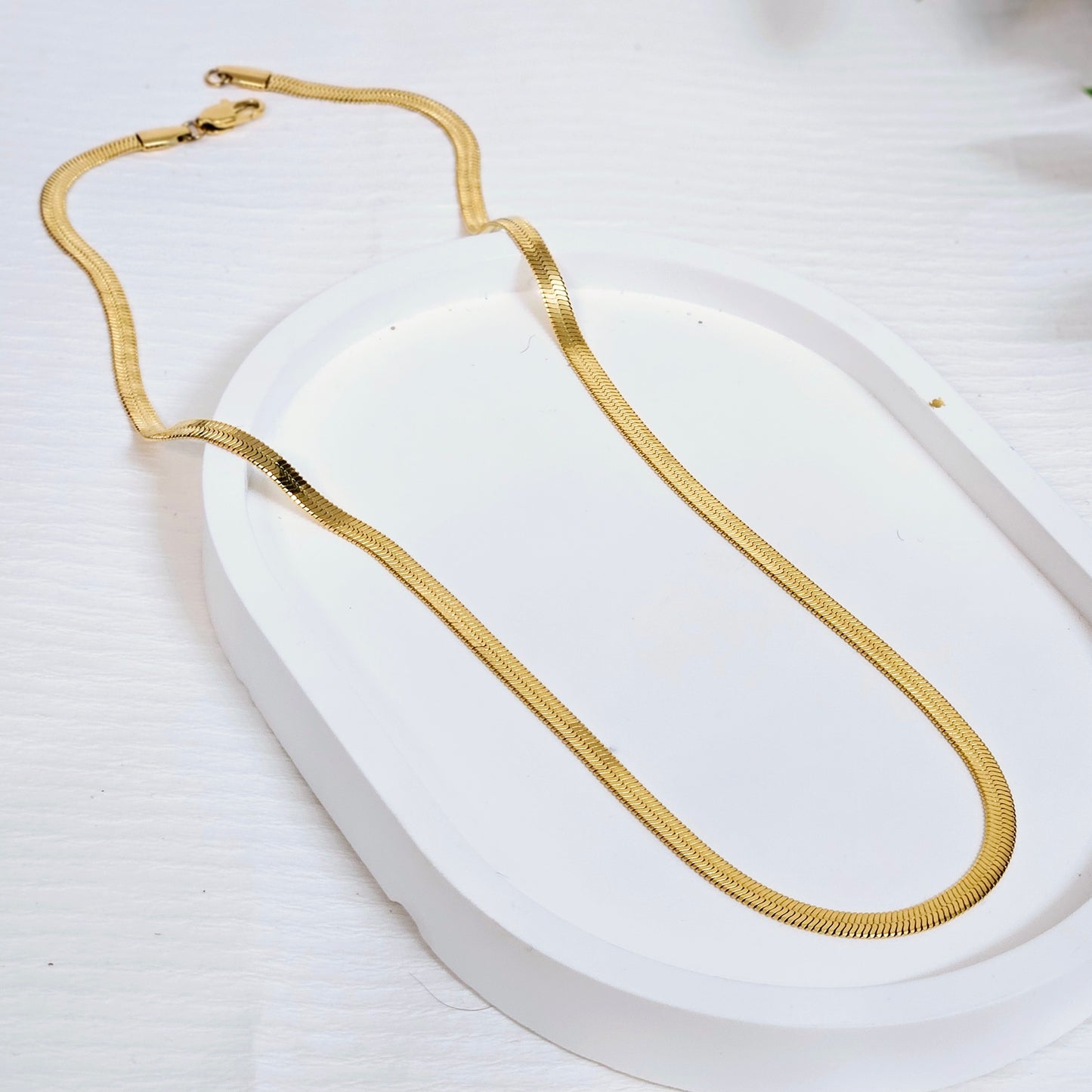 2mm Herringbone Necklace - Gold