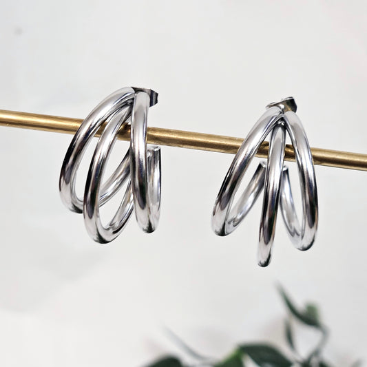 Three Tier Earrings - Silver