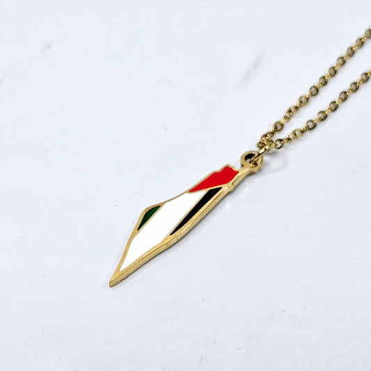 Palestine Colored Map Necklace