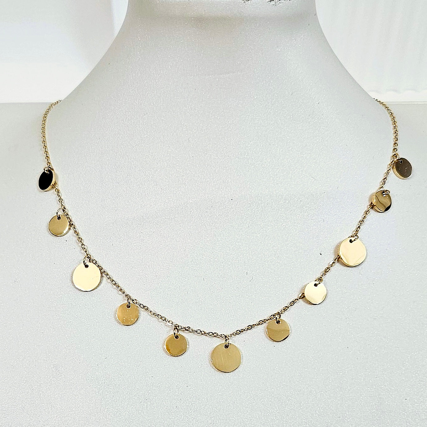 Dangle Disc Necklace - Gold