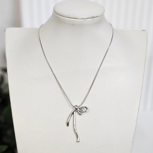 Half Bow Necklace - Silver