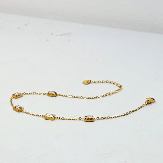 Rectangle Satellite Anklet - Gold