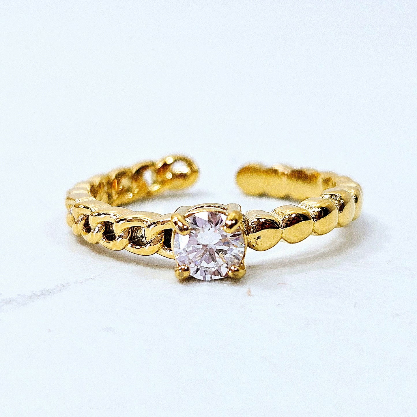 Braided Gem Open Ring