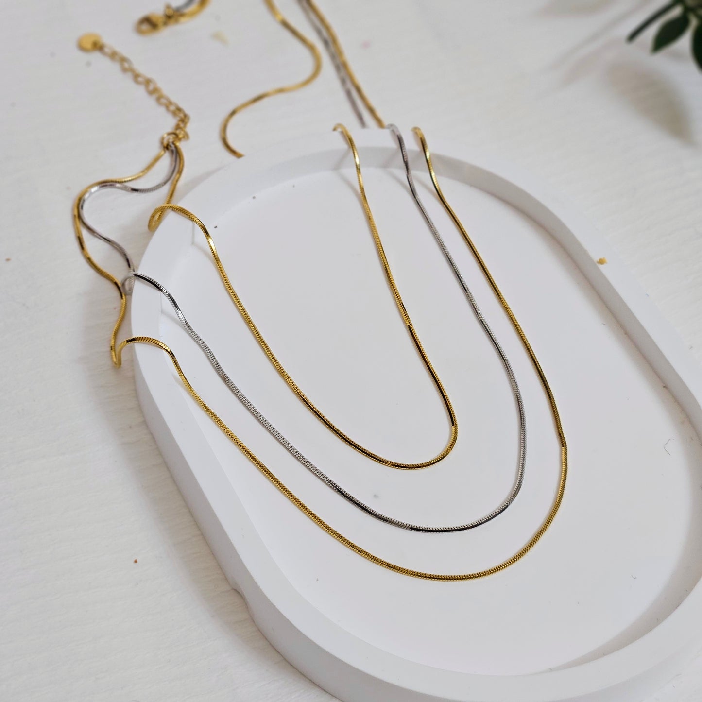 Triple Layered Necklace - Silver & Gold