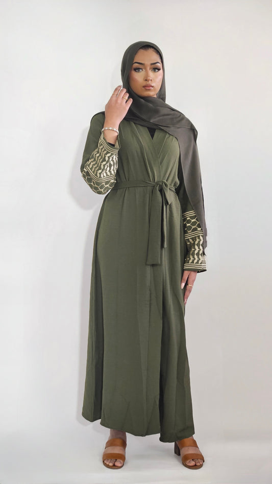 Palestine Keffiyeh Abaya - Olive