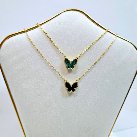 Butterfly Necklace - Stone Color: Green or Black