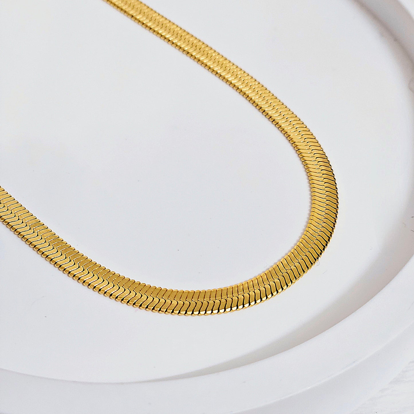 2mm Herringbone Necklace - Gold