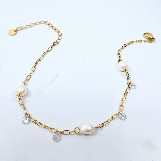 Freshwater Pearl & Gem Anklet