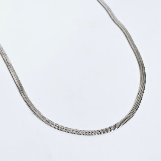 0.5mm Herringbone Necklace - Silver