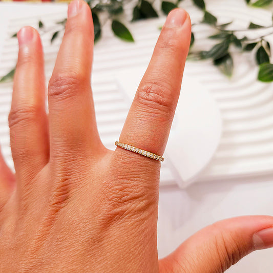 Tiny Half Gemmed Band Ring