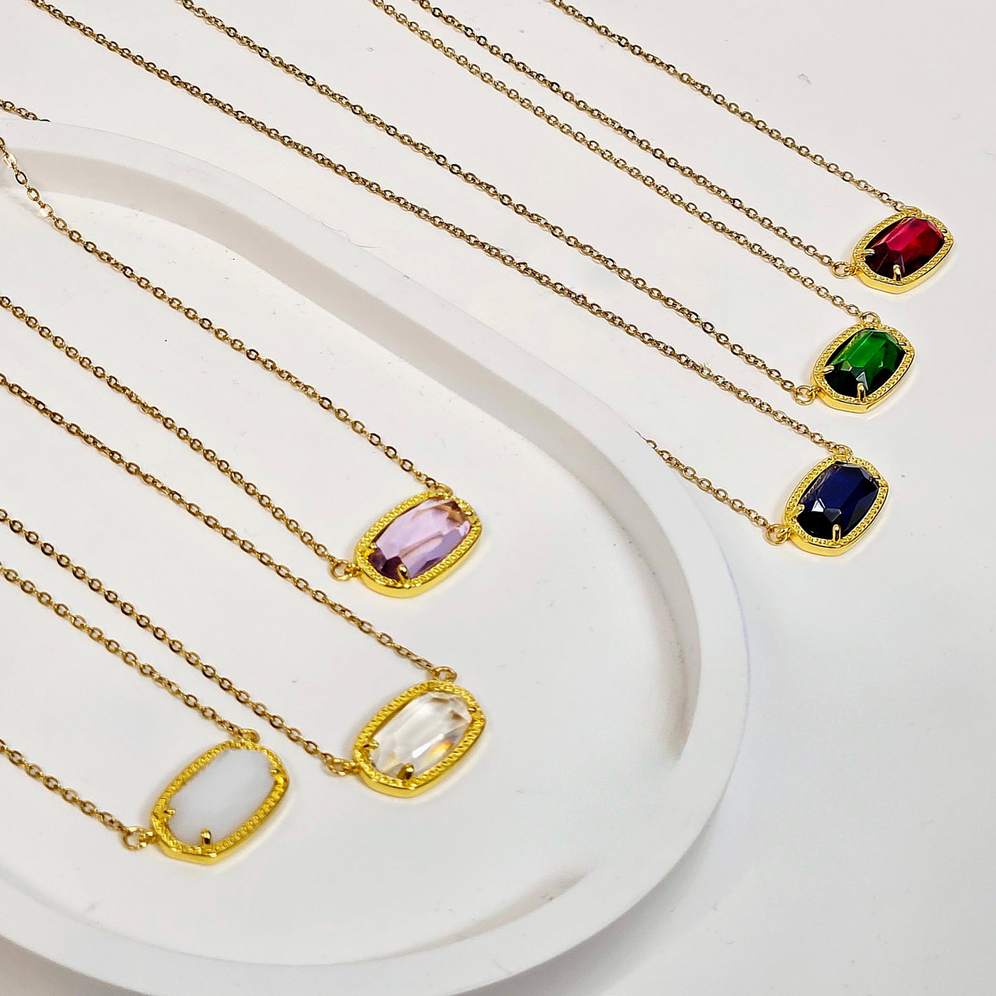 Aurora Gem Necklace - Many Stone Colors