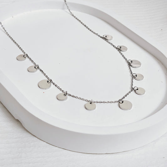 Dangle Disc Necklace - Silver