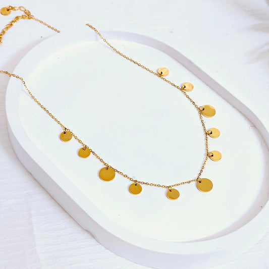 Dangle Disc Necklace - Gold