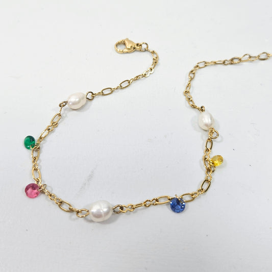 Freshwater Pearl & Multicolored Anklet