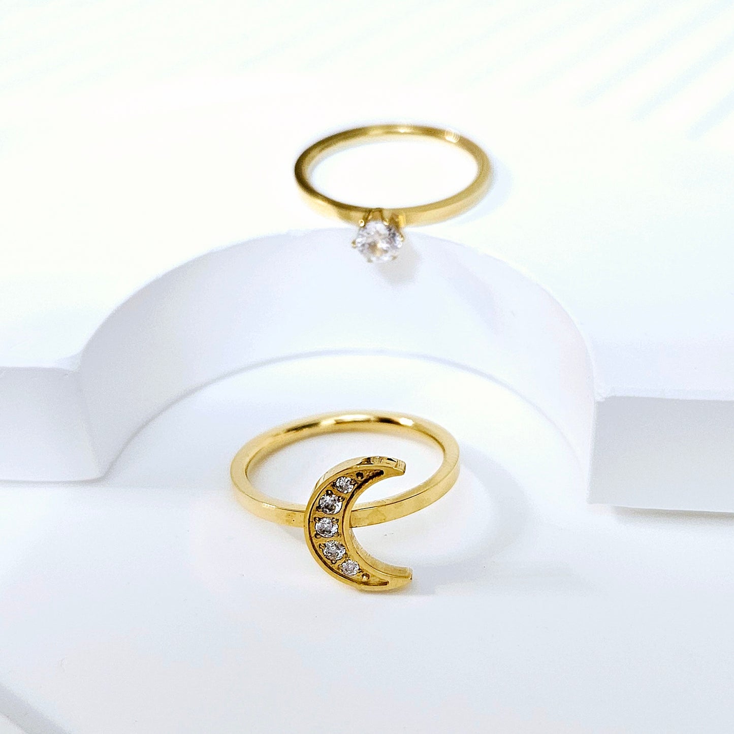 Moon & Star Ring Set