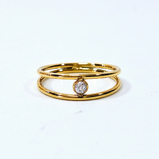 Single Gem Double Banded Ring
