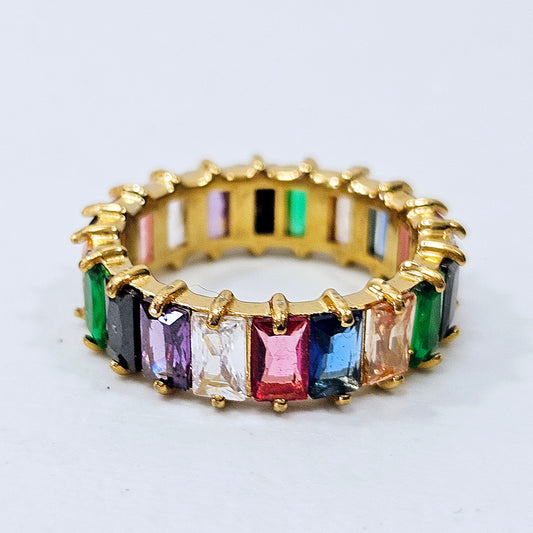 Multi Colored Tennis Bling Ring