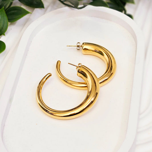 Classic Hollow Hoop Earrings - Gold - 45mm