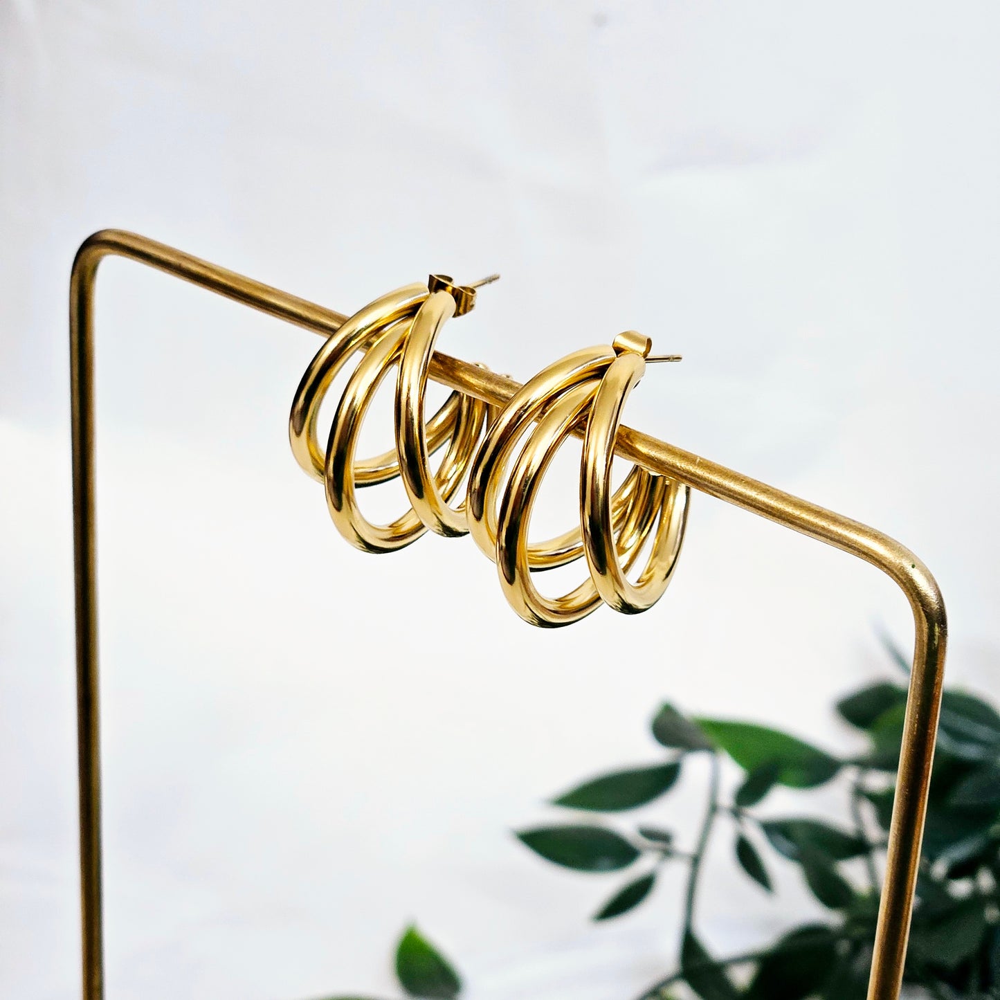 Three Tier Earrings- Gold