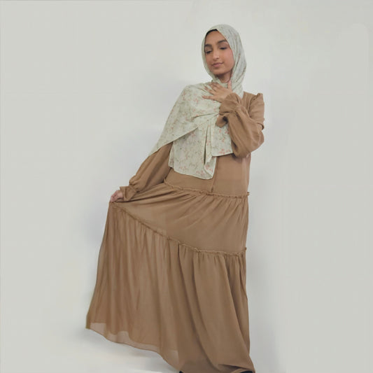 Chiffon Layered Dress - Light Hazelnut Brown