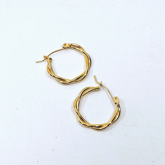 Braided Hoop Thin Earrings Small