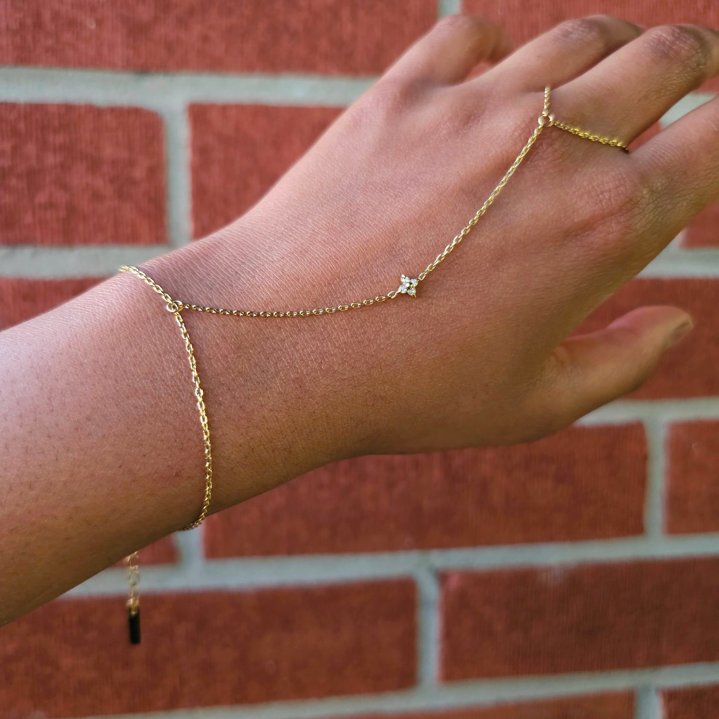 Dainty Floral Hand Chain- Gold