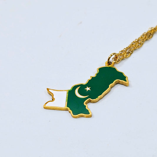Pakistan Colored Map Necklace