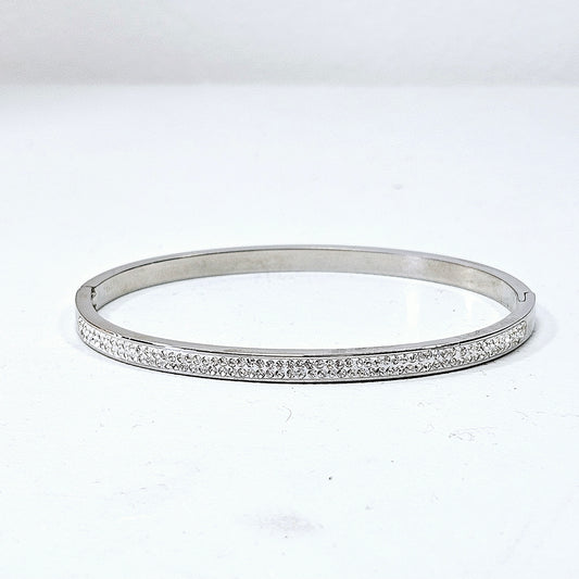 Gemmed Everyday Snap Cuff Silver