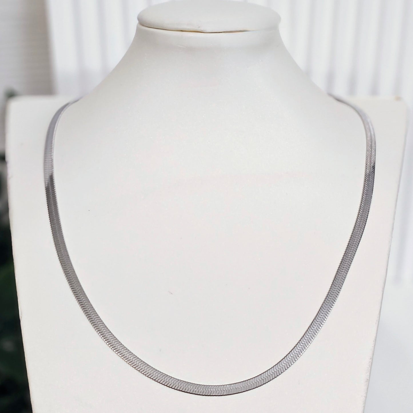 2mm Herringbone Necklace - Silver