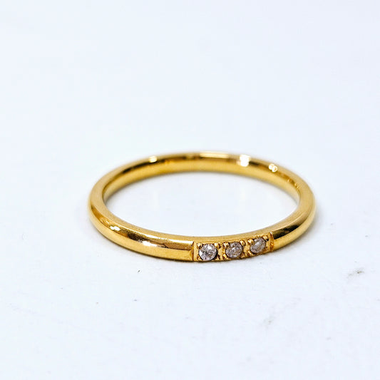 Everyday Three Gemmed Banded Ring