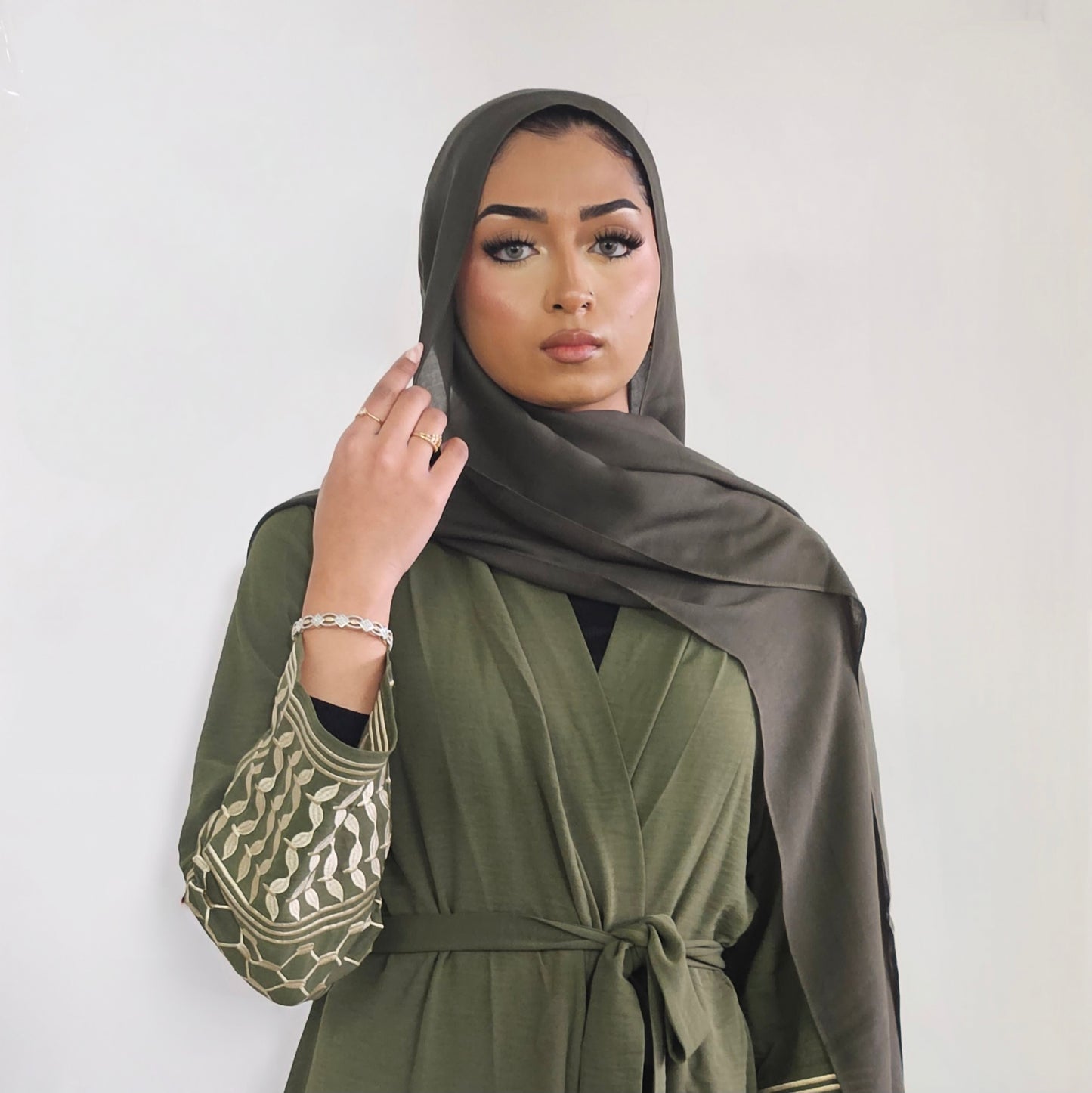 Palestine Keffiyeh Abaya - Olive