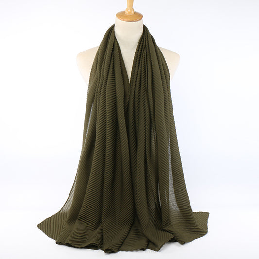 Pleated Cotton - Olive Green