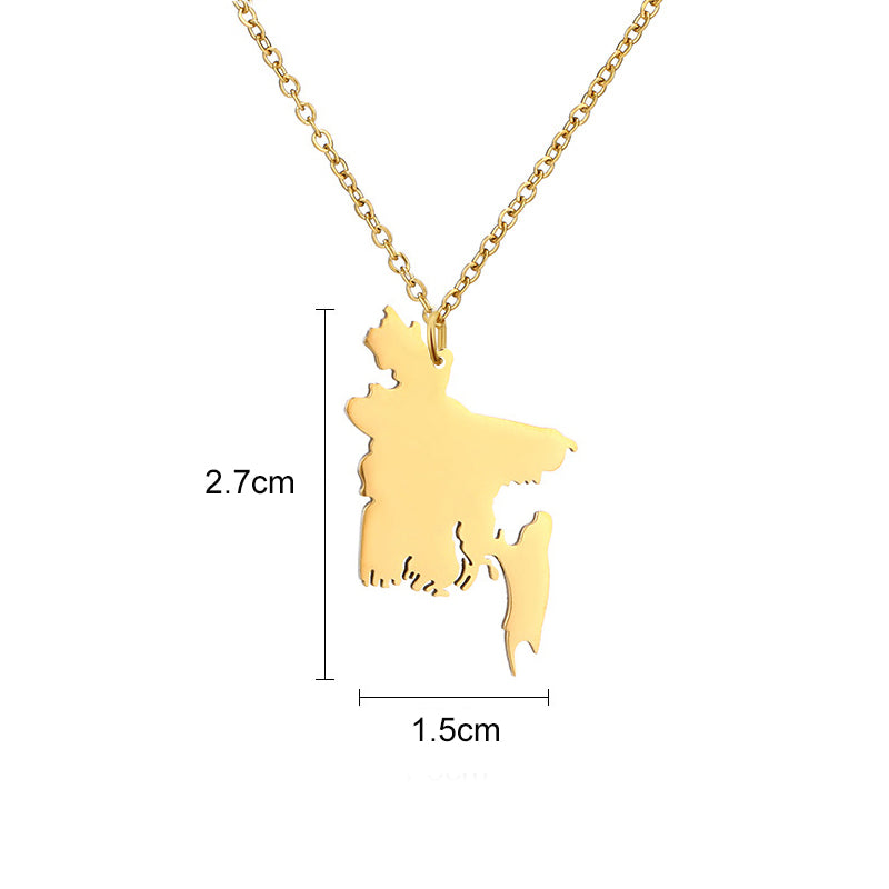 Country Map Necklace - Women