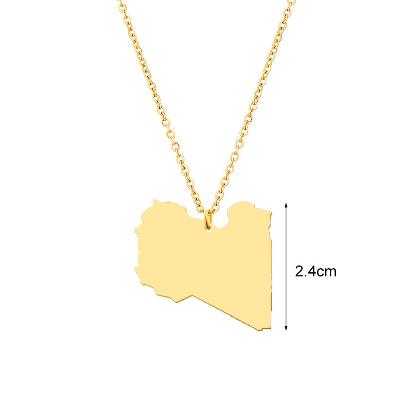 Country Map Necklace - Women