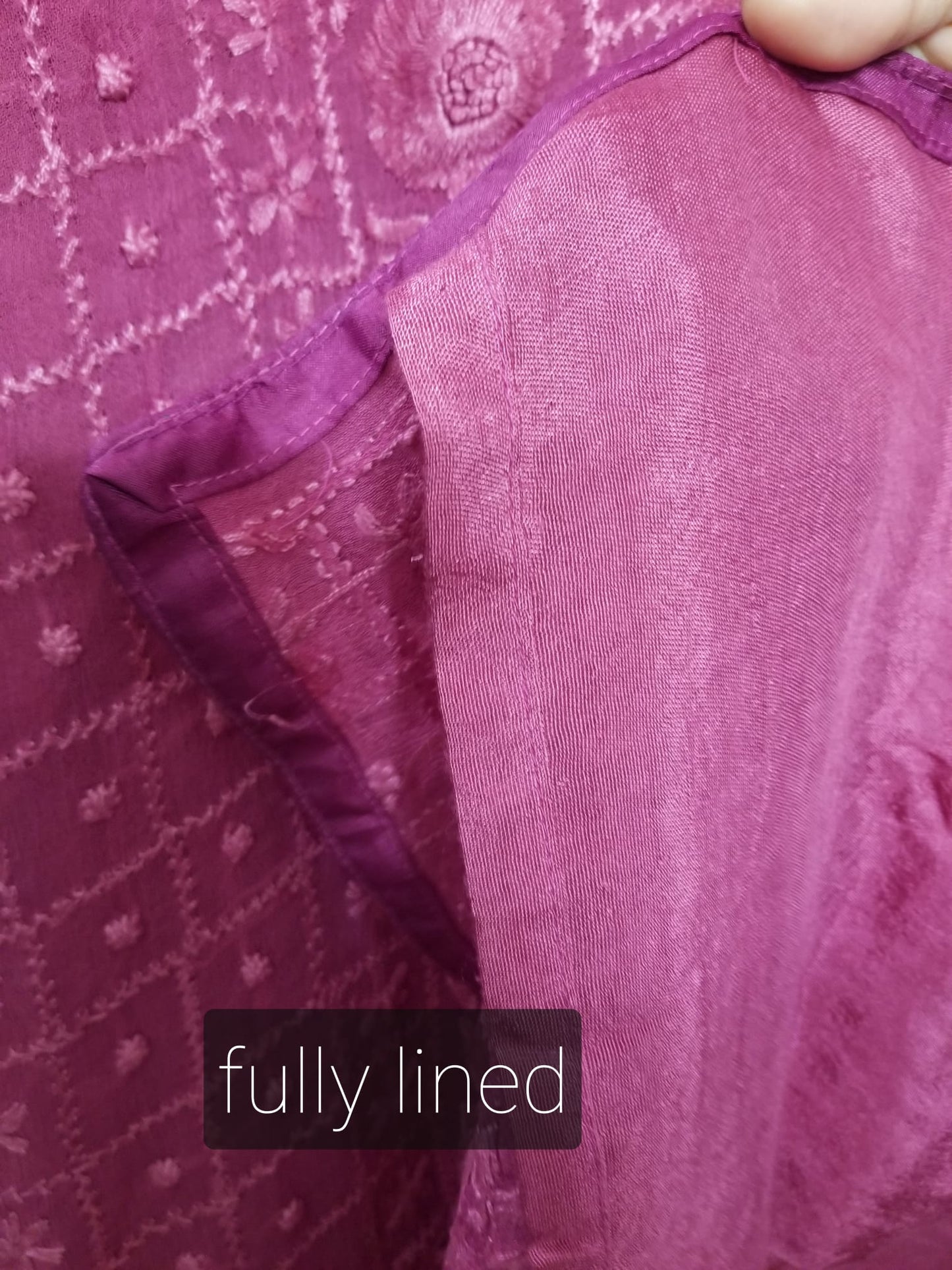 Kameez Shalwar (3 pc) - Fancy Hand Embroidered Chiffon Suit- Dusty Magenta