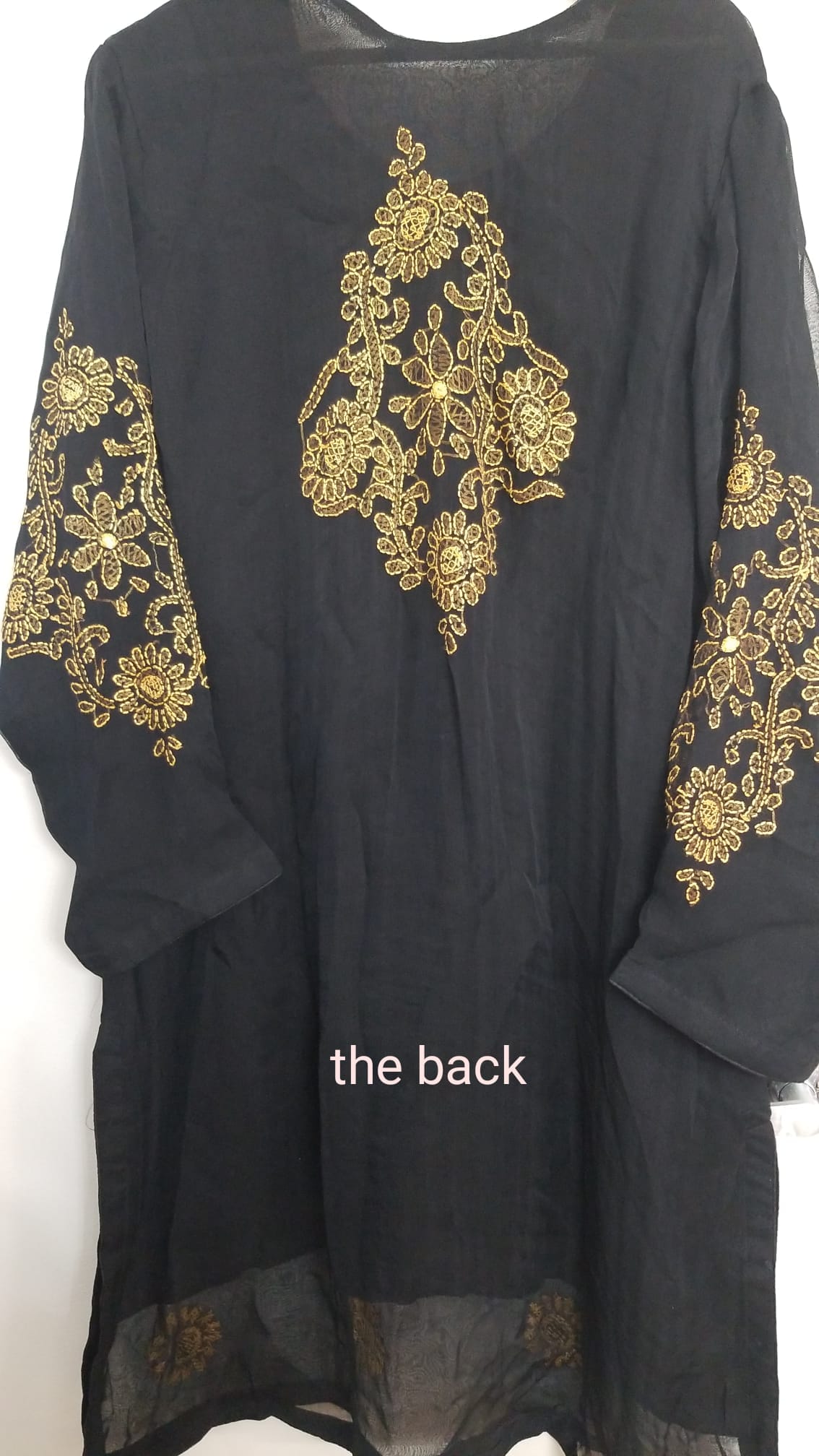 Kameez Shalwar (3 pc) - Fancy Hand Embroidered Chiffon Suit- Fancy Black and Yellow