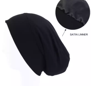 Satin Lined Jersey Undercap - Black